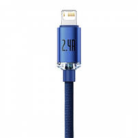Кабель Baseus Crystal Shine Series Fast Charging 20W 2.4A USB to Lightning 1.2m for Iphone Blue, фото 4