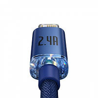 Кабель Baseus Crystal Shine Series Fast Charging 20W 2.4A USB to Lightning 1.2m for Iphone Blue, фото 7