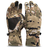 Зимние тактические перчатки Softshell (Софтшелл) Мультикам Сенсорные утепленнные полнопалые военные армейские XXL