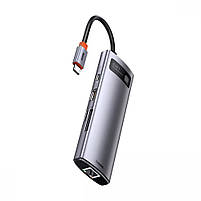Type-C-Хаб Baseus Metal Gleam Series 8-in-1 Multifunctional (Type-C to HDMI*1+USB3.0*3+PD*1+RJ45*1+SD/TF*1), фото 7