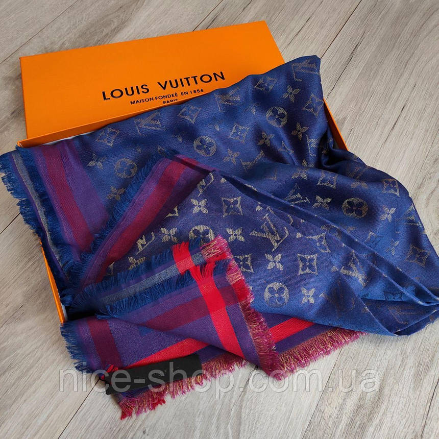 Хустка Louis Vuitton люрекс синій, фото 1