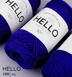 Пряжа нитки для килимової вишивки сині 100% коттон 50г. Арт. 150