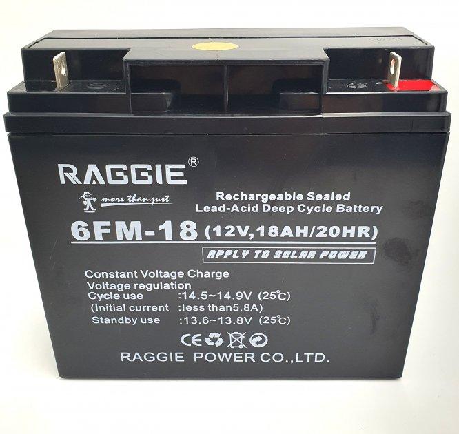 Акумуляторна батарея до ДБЖ 12В 18Ач акумулятор AGM 12v 18A RAGGiE 6FM-18 (12V,18AH/20HR)