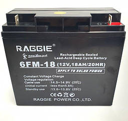 Акумуляторна батарея до ДБЖ 12В 18Ач акумулятор AGM 12v 18A RAGGiE 6FM-18 (12V,18AH/20HR)