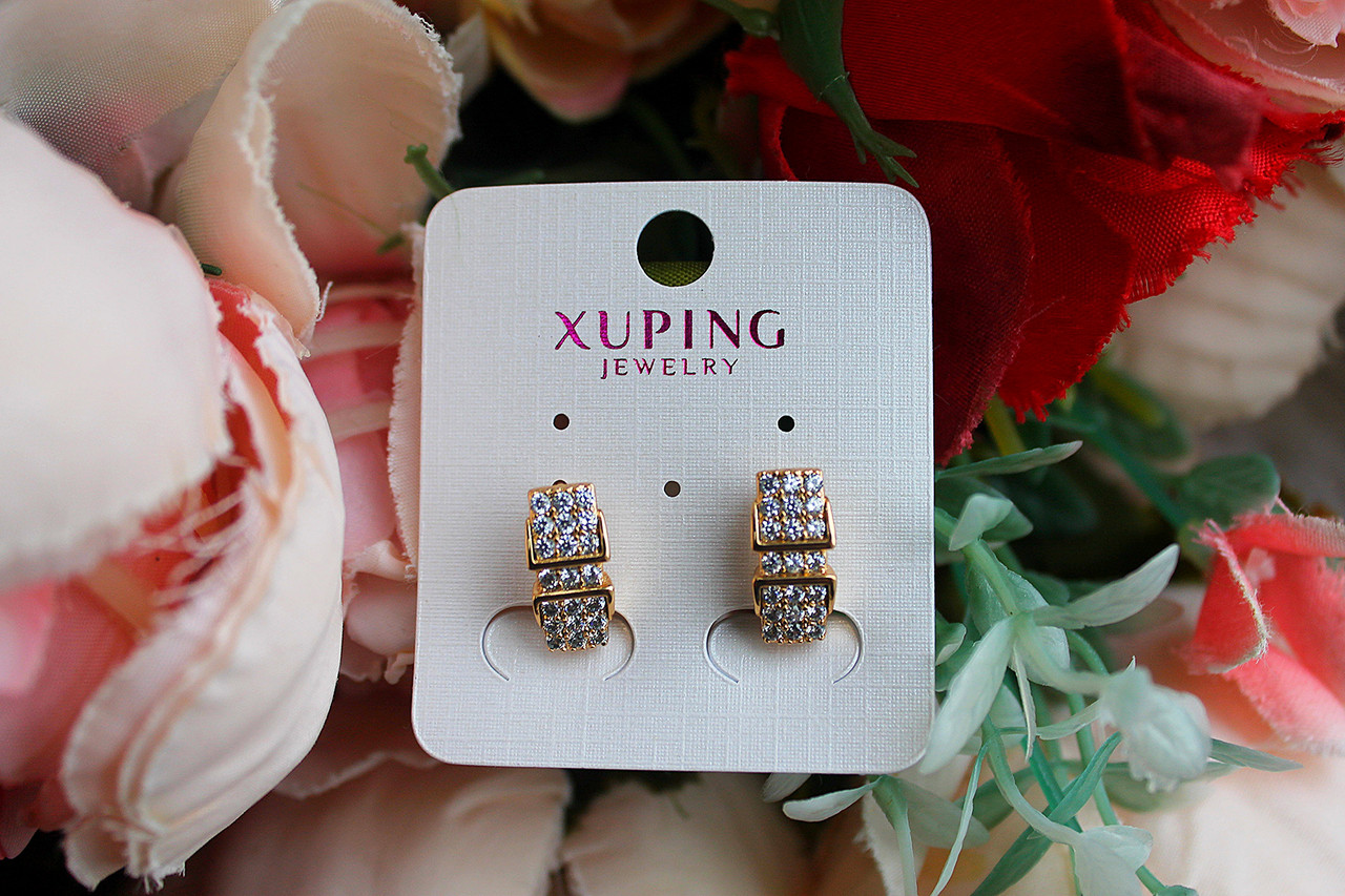 Сережки з фіанітом Xuping ( медзолото)