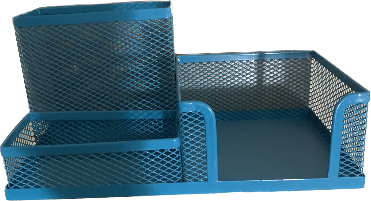 Органайзер канцелярський металевий блакитний, фото 1