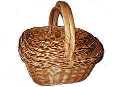 Набір плетених кошиків з цільної лози 3шт."феделканя трійка" Арт.032-3