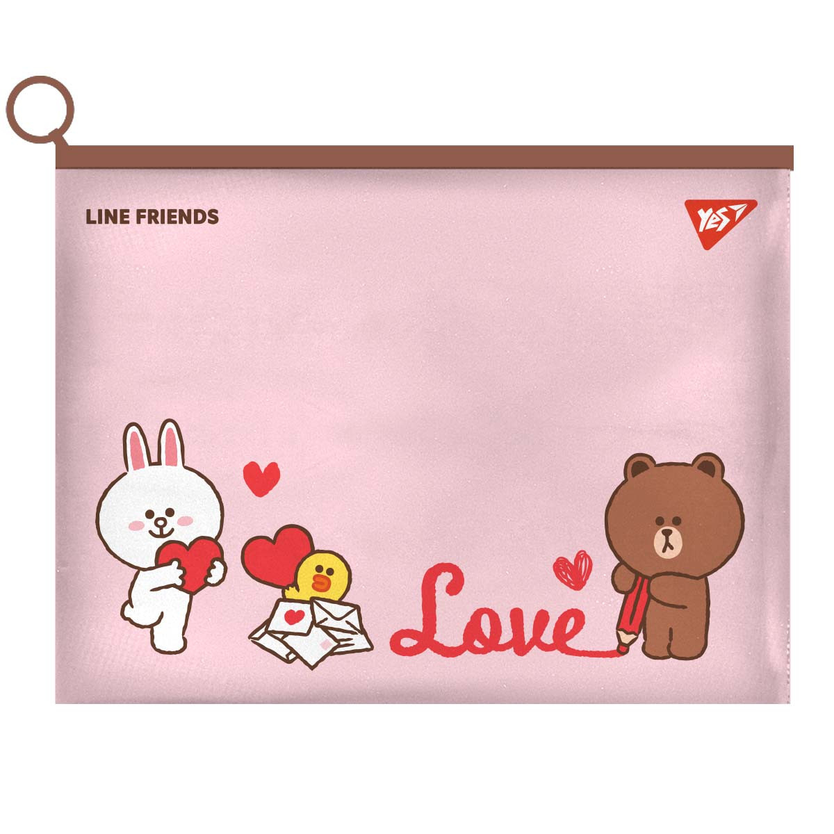 Папка-конверт YES А4 на блискавці Line Friends. Brown (492090)