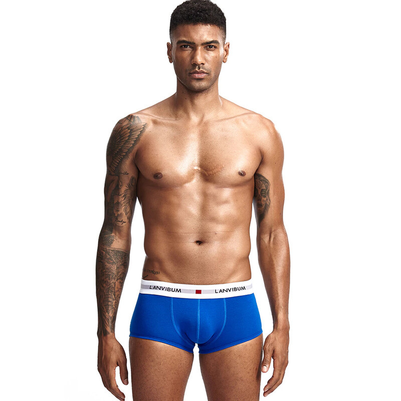 Труси хіпси Lanvibum однотонні синього кольору з брендованою резинкою, фото 1