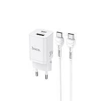 Сетевое зарядное устройство Hoco N13 Bright PD30W+QC3.0 и кабель Type-C to Type-C White