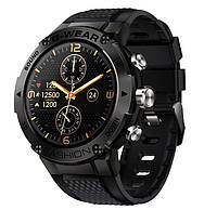 Смарт часы наручные Smart Sport G-Wear Black круглые 1.44" с пульсометром до 400 мА*ч на каучуковом ремешке