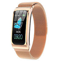 Смарт-годинник наручний жіночий Smart Mioband PRO Gold багатофункціональний сенсорний прямокутний сталевий