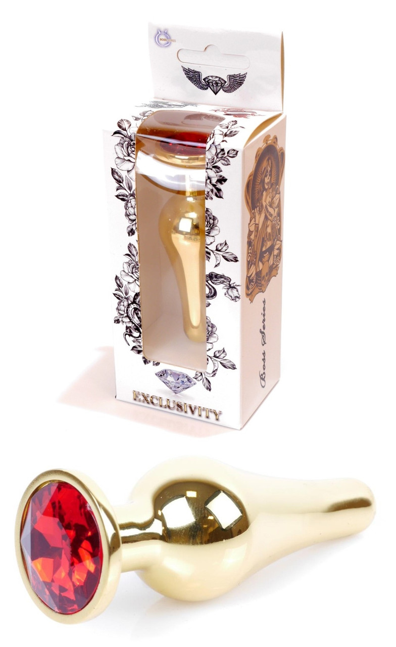 Анальний затор Boss Series - Jewellery Gold BUTT PLUG Red, BS6400064