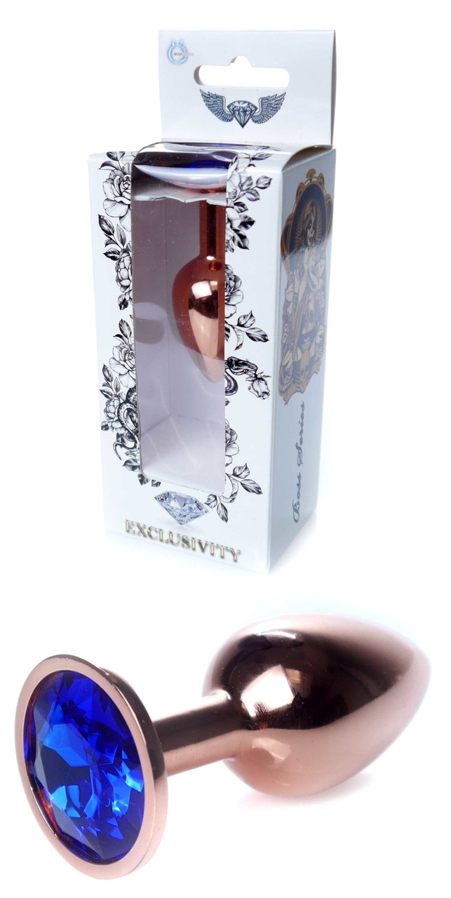 Анальний затор Boss Series - Jewellery Red Gold PLUG Dark Blue S, BS6400114, фото 1