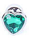 Анальний затор Boss Series - Jewellery Silver Heart PLUG Green S, BS6400051, фото 2