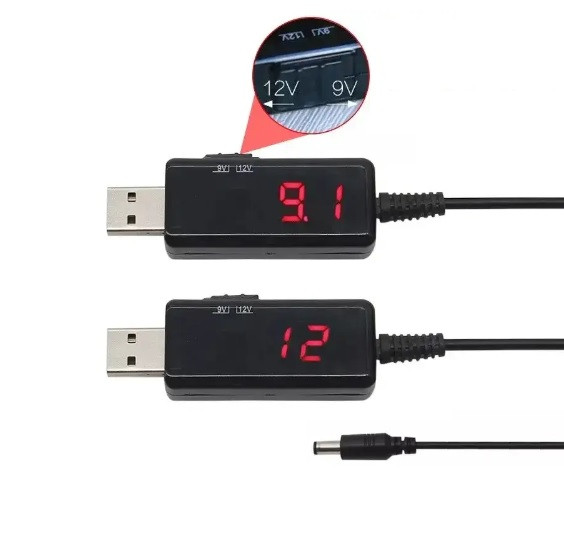 Кабель живлення KWS-910 USB DC 5.5x2.5 для роутера модему 9v і 12v від Powerbank повербанка