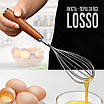Вінчик кухонний кондитерський для збивання з дерев'яною ручкою LOSSO RW-03, фото 5