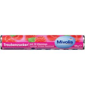 Декстроза малина Mivolis Traubenzucker Himbeere mit 10 Vitaminen с 10 витаминами 44 г
