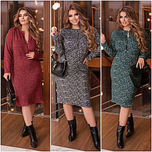 Стильне повсякденне плаття з трикотажу-петля осінь-зима розміри батал