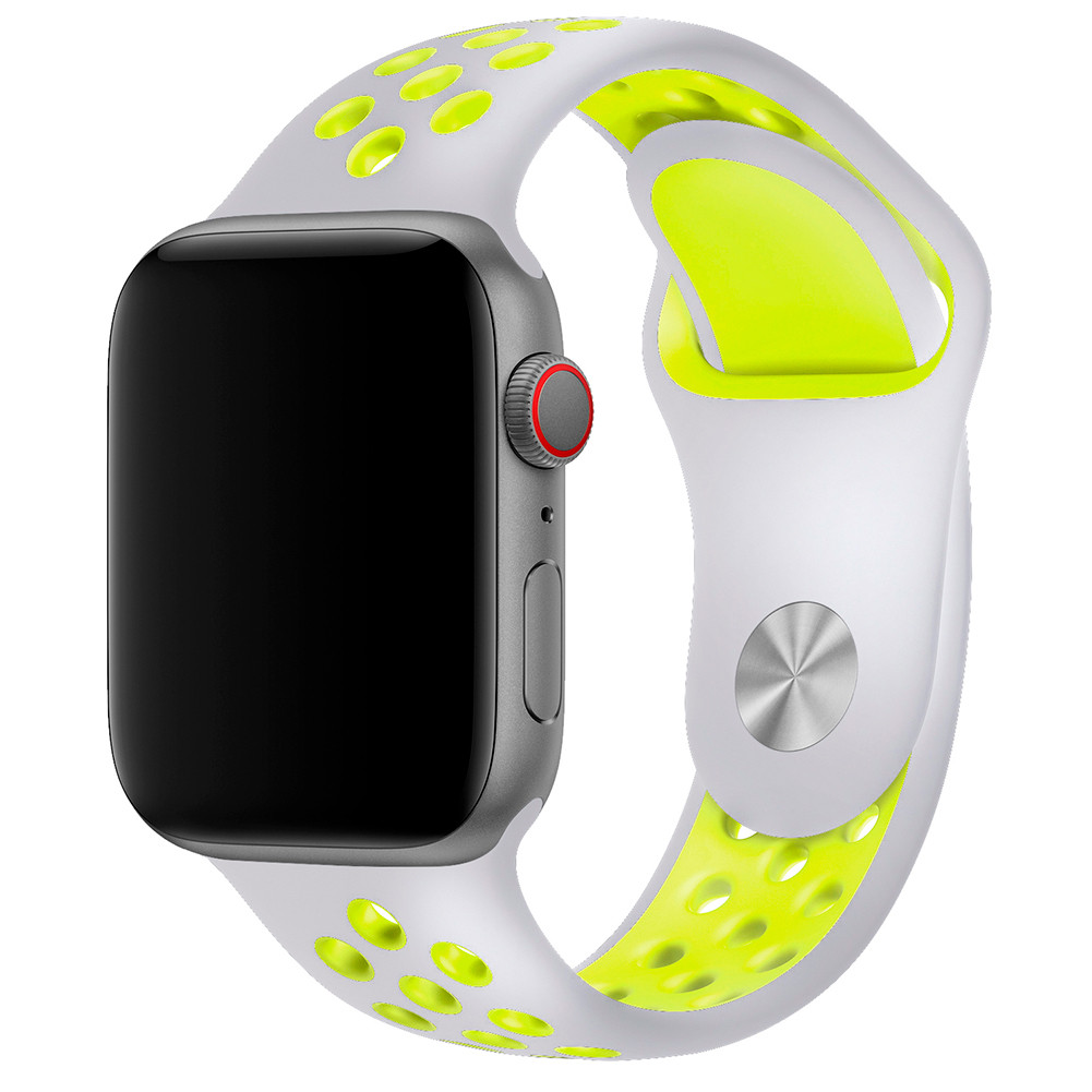Силіконовий ремінець з перфорацією для Apple Watch 38/40/41 mm Сіро-салатовий