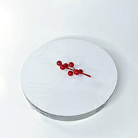 Підкладка під торт (ХДФ – 3 мм), 250 мм, кругла, біла-крафт (10 шт.)