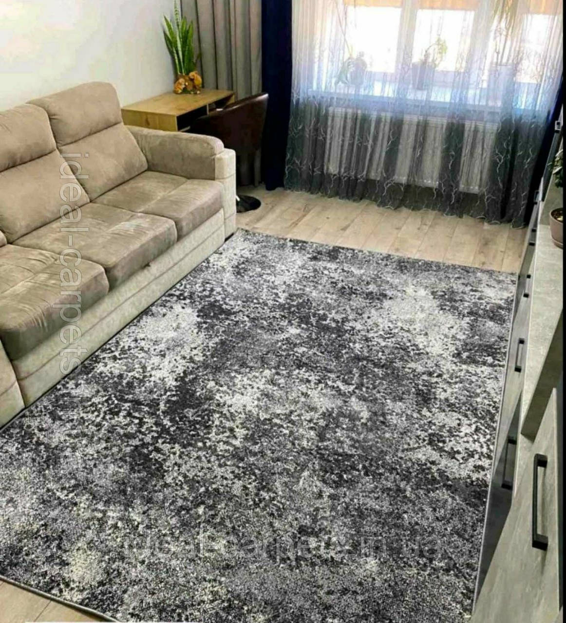 Килим 2х3м  Mira Сірий Мрамор! Короткий ворс 24058-160