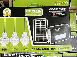 Портативна сонячна автономна система Solar GDPlusGD-8017 COB, 3 лампочки