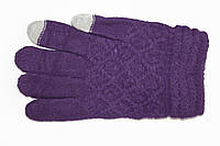 Женские сенсорные перчатки Вязка Фиолетовые