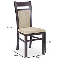 Деревянные стулья с высокой спинкой темный орех Gerard 2 с мягким сиденьем и спинкой из ткани в столовую