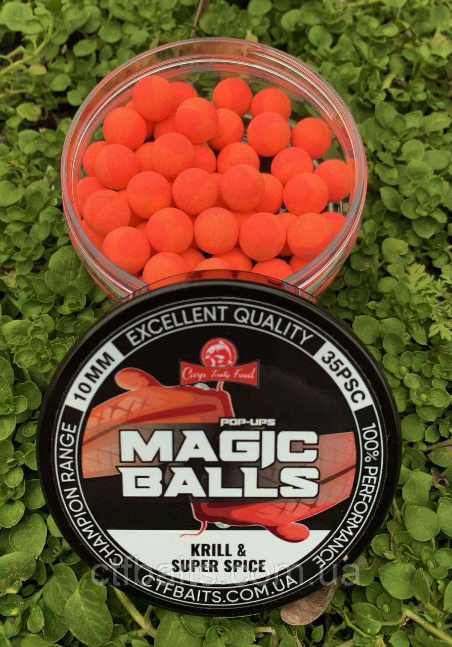 Плаваючі бойли MAGIC BALLS POPUPs KRILL & SUPER SPICE 10mm продаж