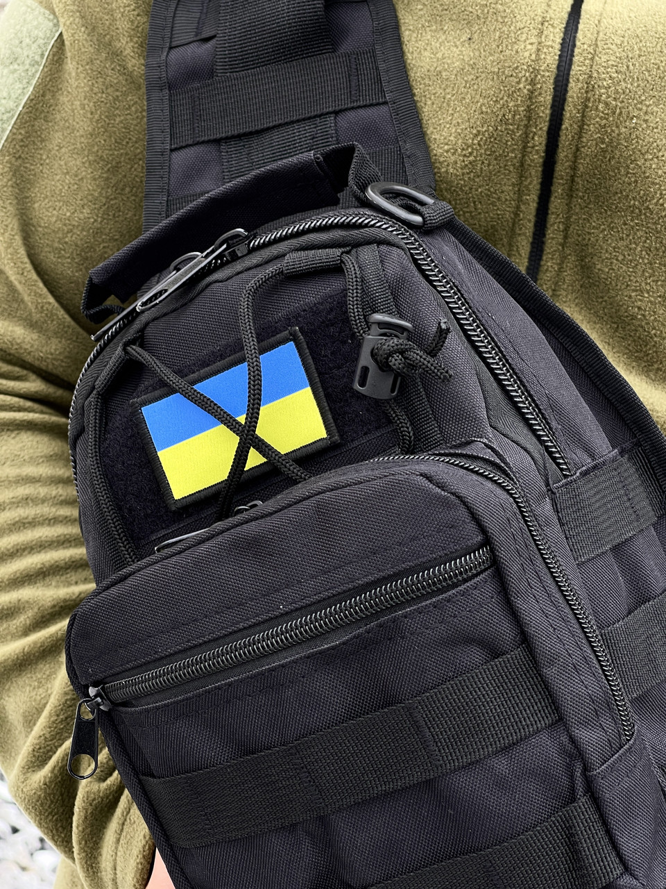 Сумка слінг через плече тактична tera чорна сумка через плече із прапором україни месенджер кобура