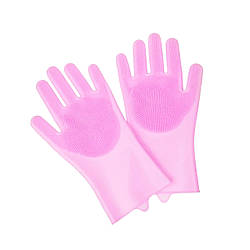 Силіконові рукавички для миття посуду, Рожевий