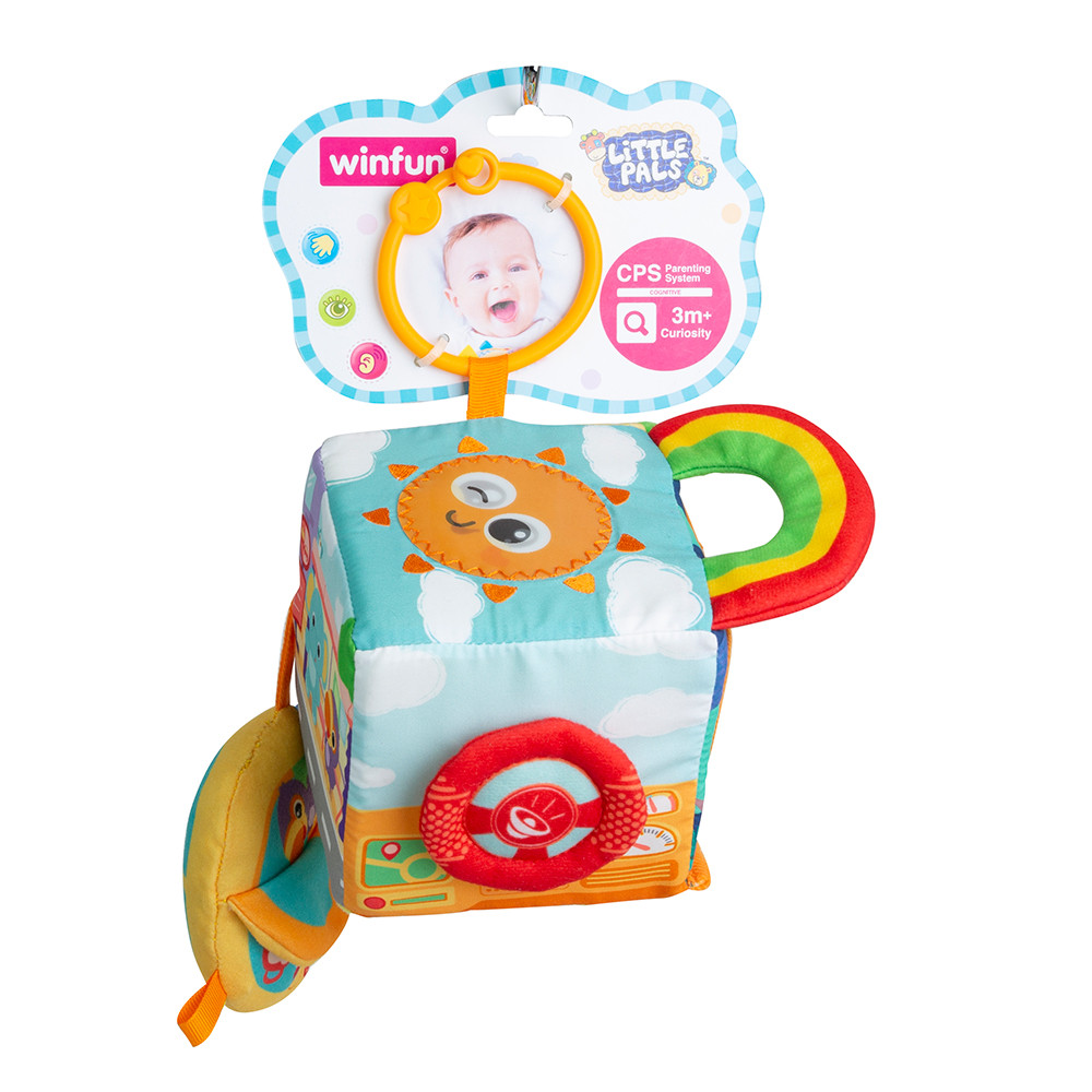 Кубик підвіска на коляску 29см, плюш, шурхалка, пищалка, дзеркало, 0264-NI