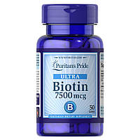 Витамины и минералы Puritan's Pride Biotin 7500 mcg, 50 таблеток