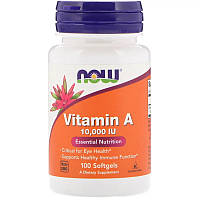 Витамины и минералы NOW Vitamin A 10000 IU, 100 капсул