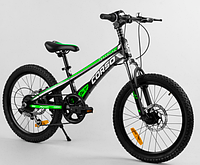 Детский спортивный велосипед 20 CORSO «Speedline» магниевая рама, Shimano Revoshift 74290 черно-зеленый