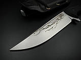 Бойовий тактичний ніж ручної роботи «Оркоріз #3» з піхвами з кайдексу N690/HRC 61, фото 7