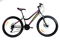 Спортивный горный велосипед 26 дюймов 14 рама Azimut Pixel Shimano GD черно-розовый