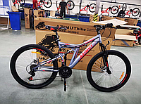 Спортивный двухподвесный велосипед 26 дюймов 18 рама Аzimut Blackmount GD Shimano серый