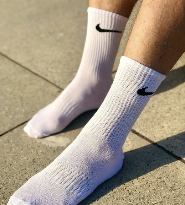 Шкарпетки Nike високі спортивні шкарпетки Найк білі тренувальні з логотипом, фото 1