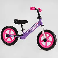 Детский беговел 12 дюймов колеса Ева CORSO" J-5602 фиолетовый
