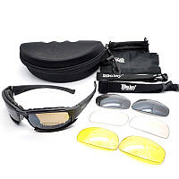 Многофункциональные защитные тактические очки 4 комплекта линз Daisy Х7 Черные