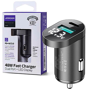 Швидке автозаряджання 48W JOYROOM 1*USB QC 3.0 1*Type-C PD C-A17 з багатоцільовим дисплеєм