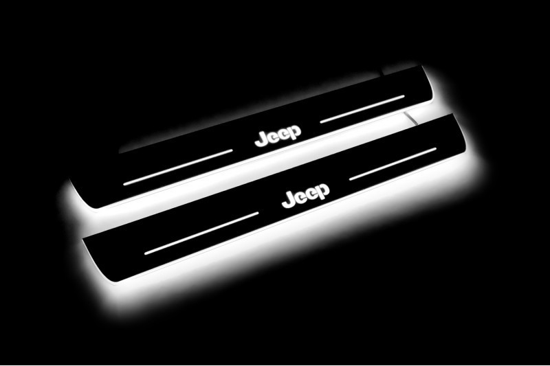 Накладки на пороги для JEEP з LED-підсвіткою з неіржавкої сталі PREMIUM