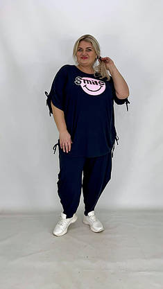 Туніка" Стяжка"  вільного кроя якісний  накат смайл  з каміння  72-76, фото 5