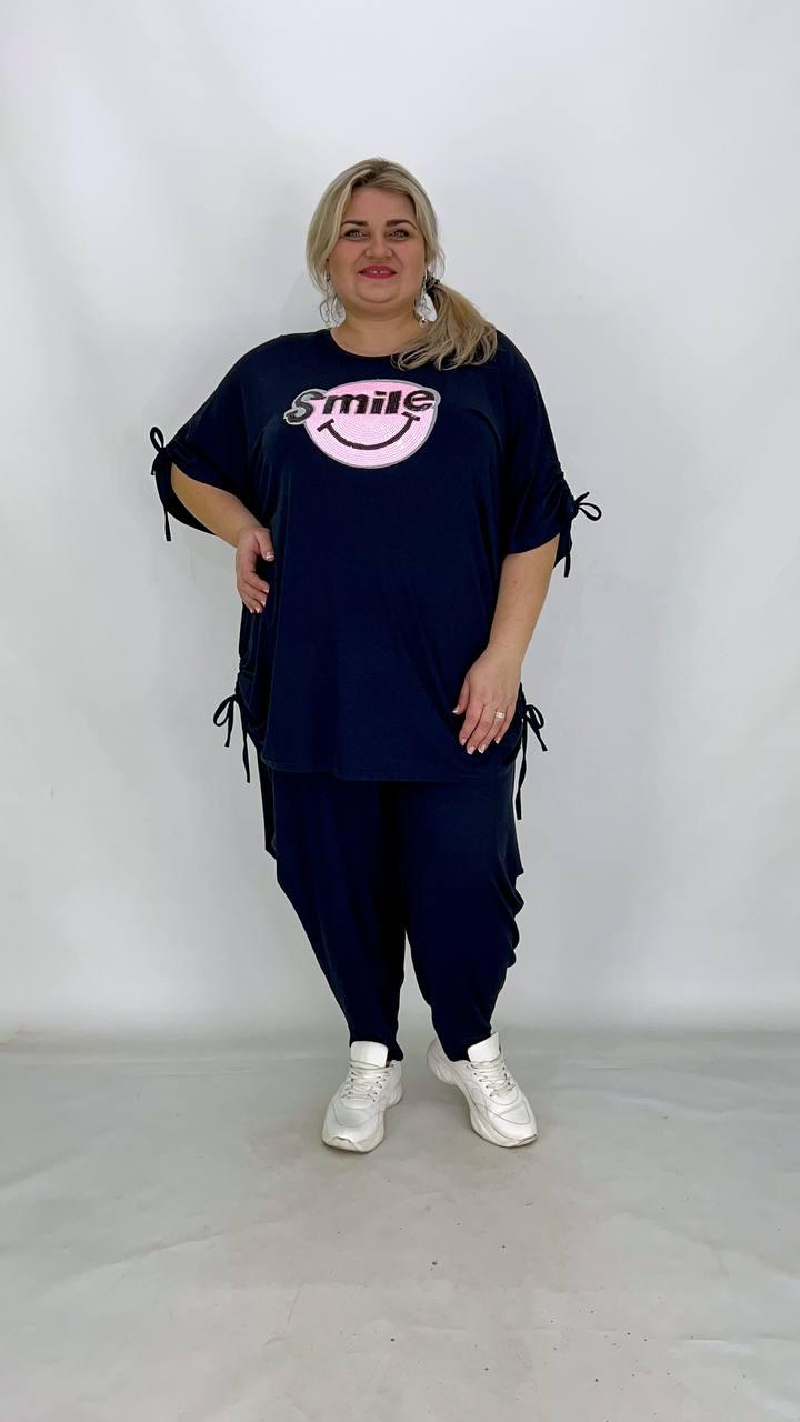 Туніка" Стяжка"  вільного кроя якісний  накат смайл  з каміння  72-76