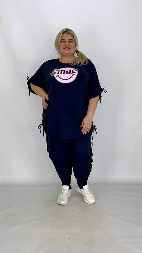 Туніка" Стяжка"  вільного кроя якісний  накат смайл  з каміння  72-76, фото 1