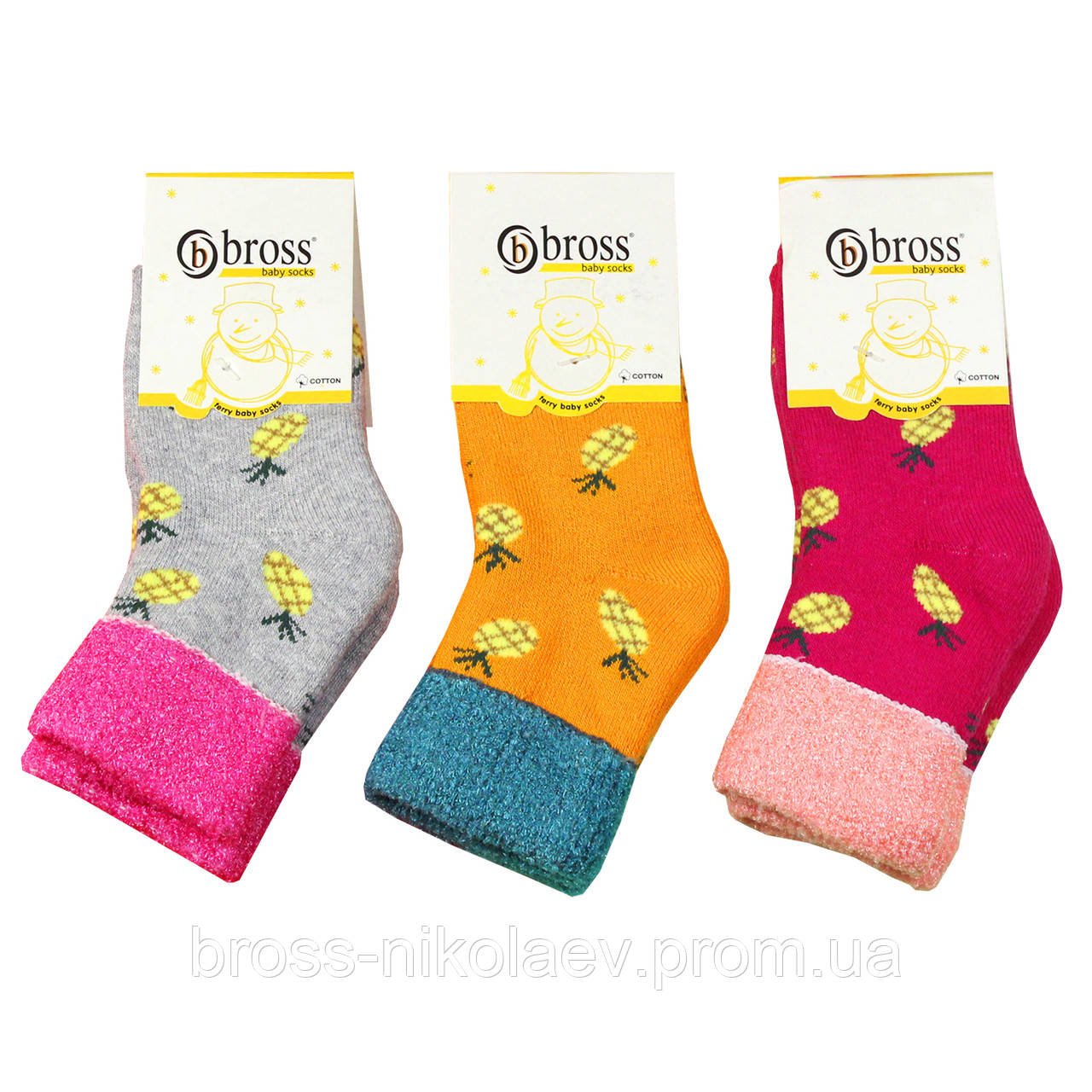 Дитячі махрові шкарпетки 12-18 міс. для малюка теплі зимові носки махра з малюнками для новонароджених BROSS