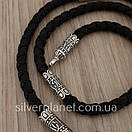 Кулон Архангел Михайло і шовковий шнурок з вставками срібла. Чоловіча цепочка шовкова, фото 7