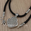 Кулон Архангел Михайло і шовковий шнурок з вставками срібла. Чоловіча цепочка шовкова, фото 6